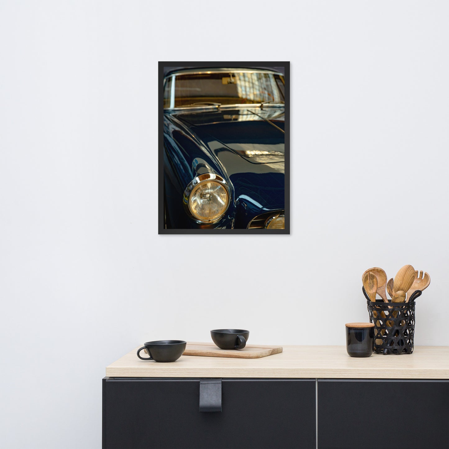 Classic car blue Framed photo paper poster