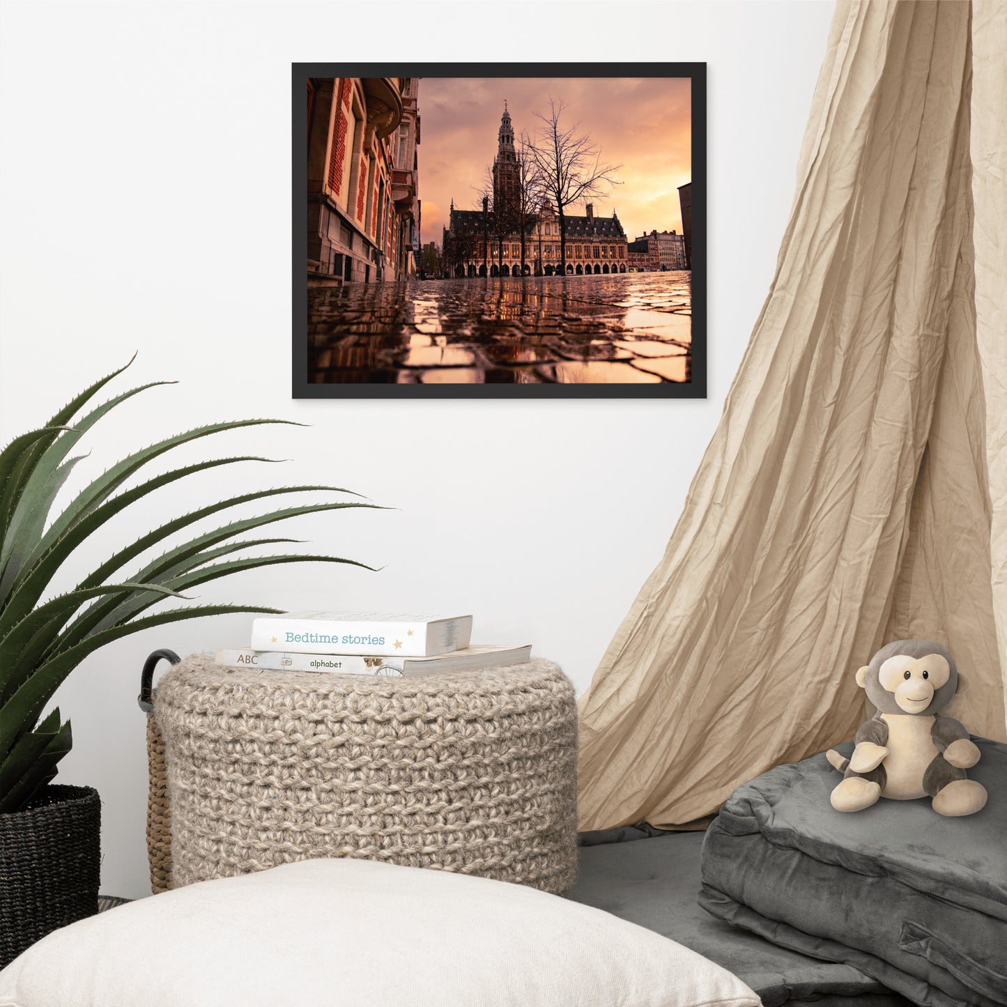 Library in Leuven, Belgium. Framed and printed on high-quality paper.