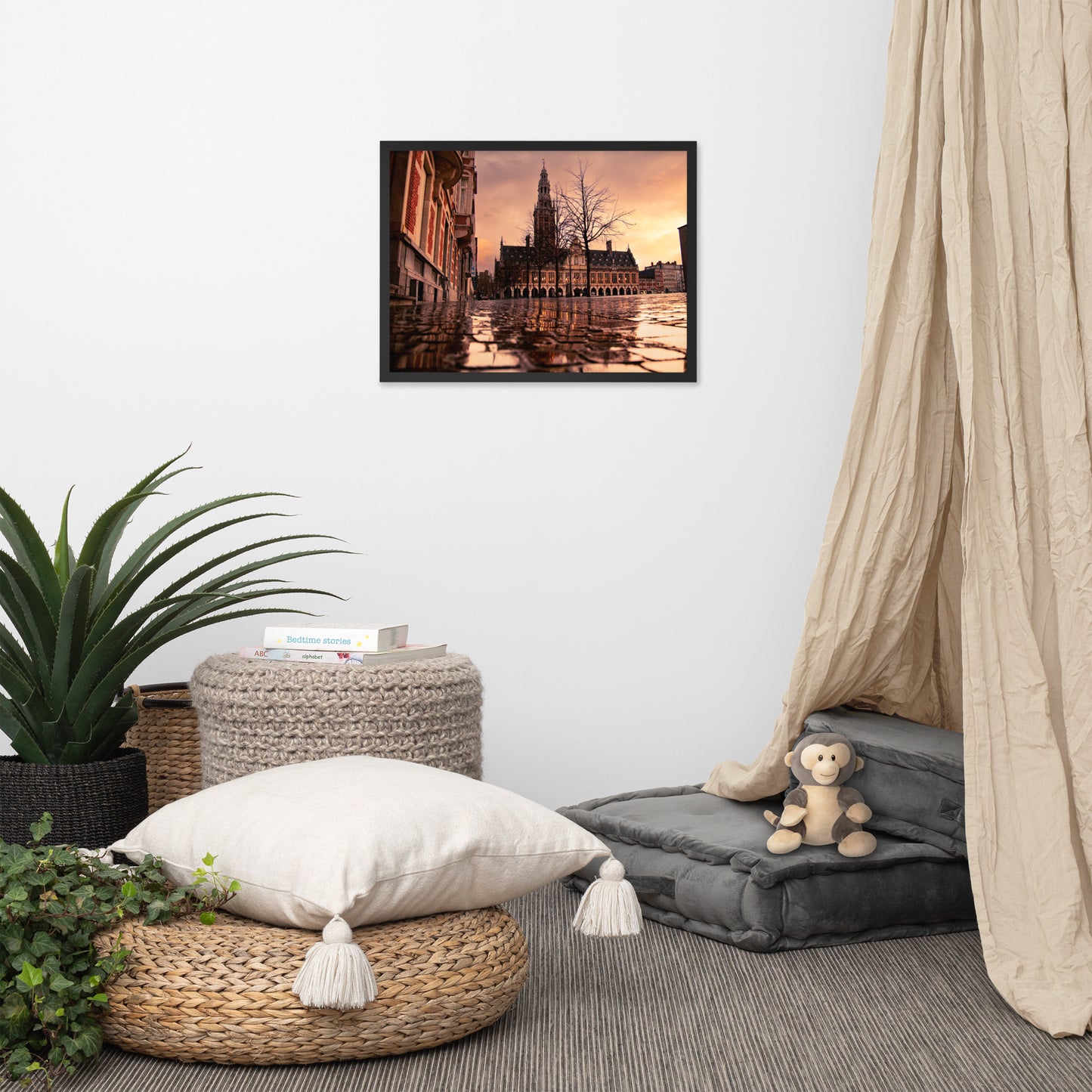 Library in Leuven, Belgium. Framed and printed on high-quality paper.